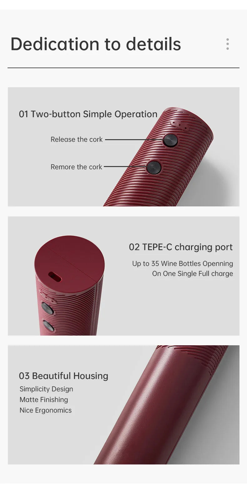 Abridor de Botellas de Vino Eléctrico Automático