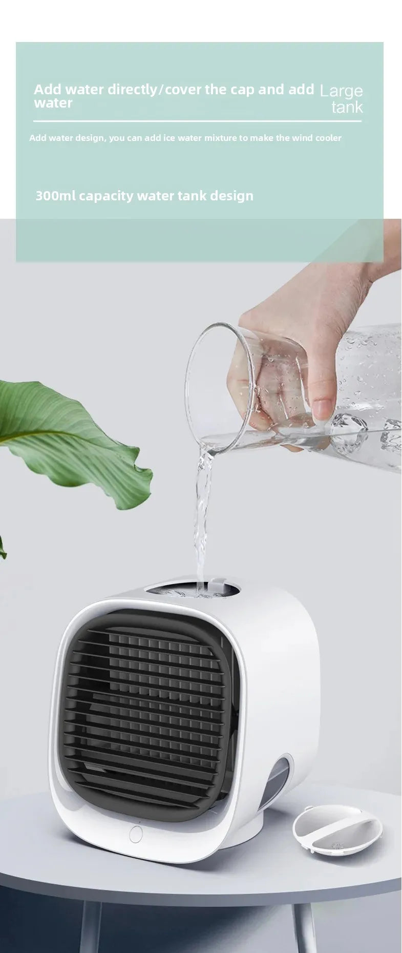 Mini Enfriador de Aire Portátil USB – Ventilador Evaporativo de 3 Velocidades