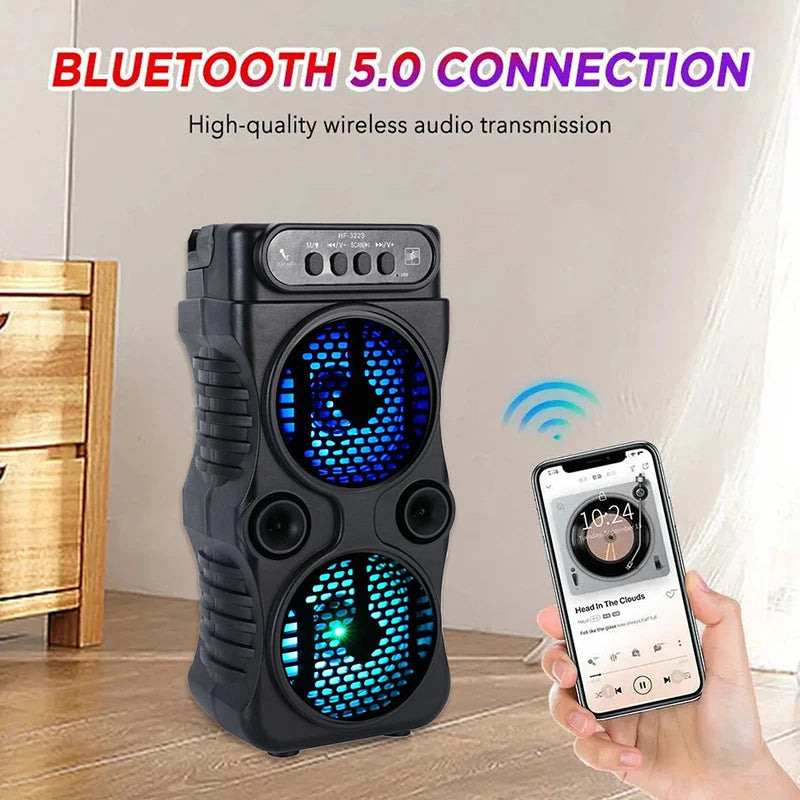 Altavoz Bluetooth Portátil KOQZM – Doble Subwoofer Estéreo para Exteriores
