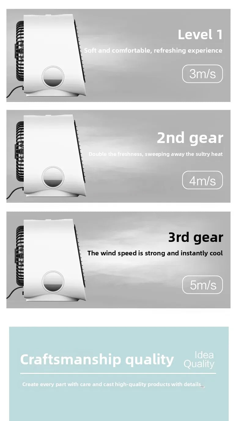 Mini Enfriador de Aire Portátil USB – Ventilador Evaporativo de 3 Velocidades