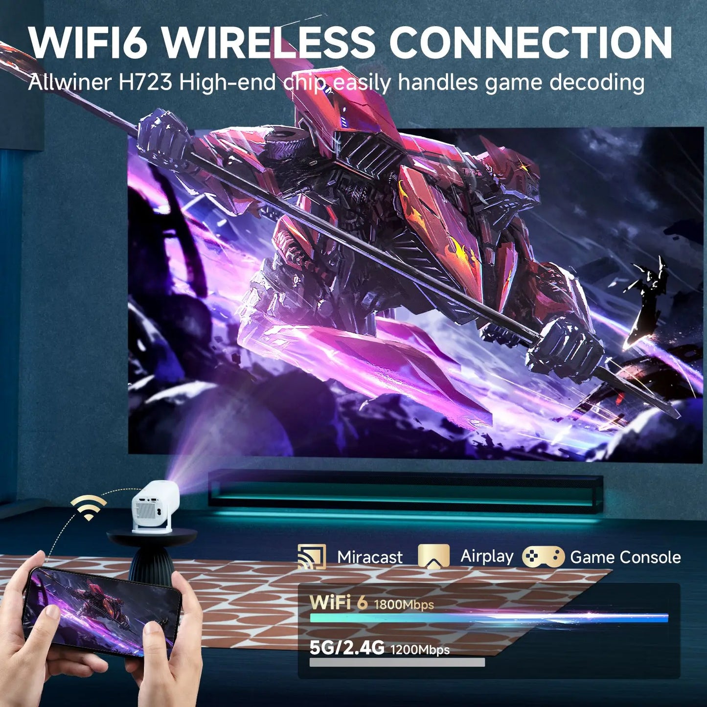 Proyector Portátil HONGTOP P30 Pro – 720P Nativo, Android 14, WiFi6 y BT 5.0