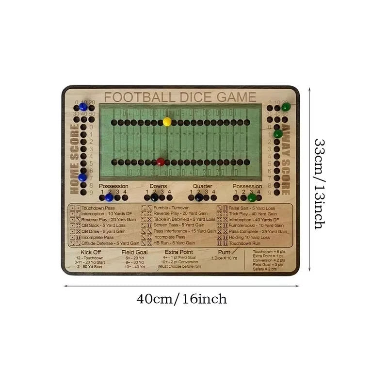 Juego de Dados de Fútbol en Madera – Juego de Mesa Portátil
